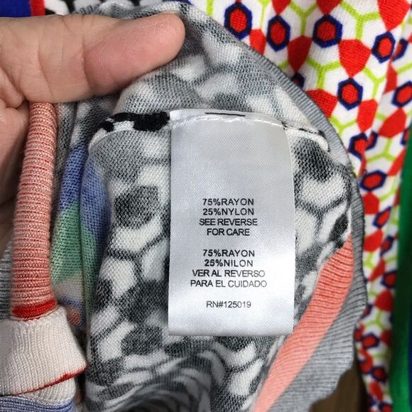 Joseph A Womens Cardigan Sweater Geometric Hive Print Stretch Size Small - Picture 6 of 16